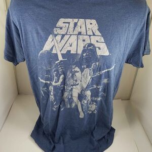 Mens Blue Star Wars Medium Tee Shirt Cotton Blend Luke Skywalker Darth Vader